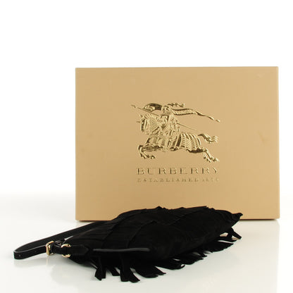 Burberry Suede Fringe Peyton Crossbody Clutch Bag Black 6 of 11