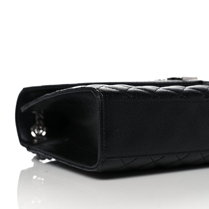 Saint Laurent Grain De Poudre Textured Mixed Matelasse Large Triquilt Monogram Satchel Black 8 of 18