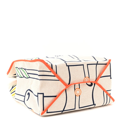 Hermes H Canvas Quadrige Beach Bag Bleu Jaune Rose 7 of 19