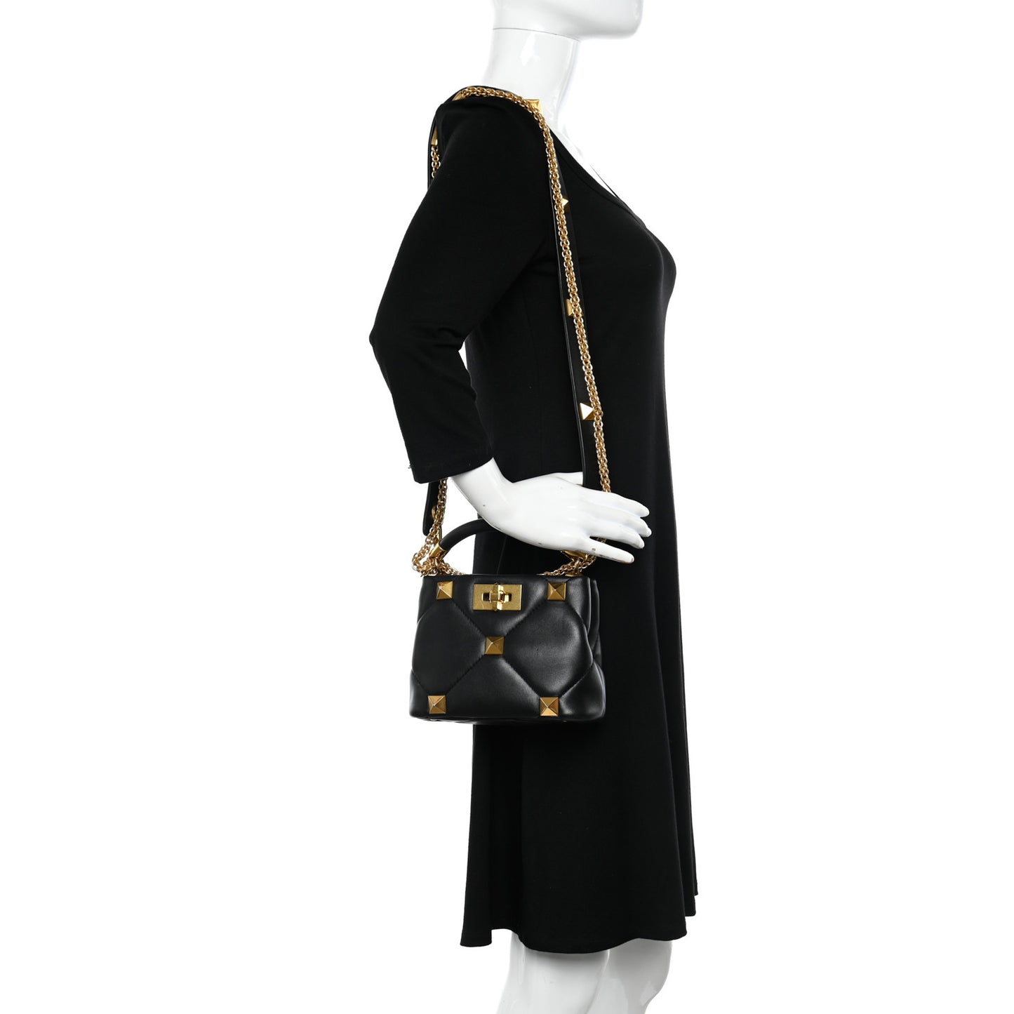 Nappa Mini Roman Stud The Handle Bag Black