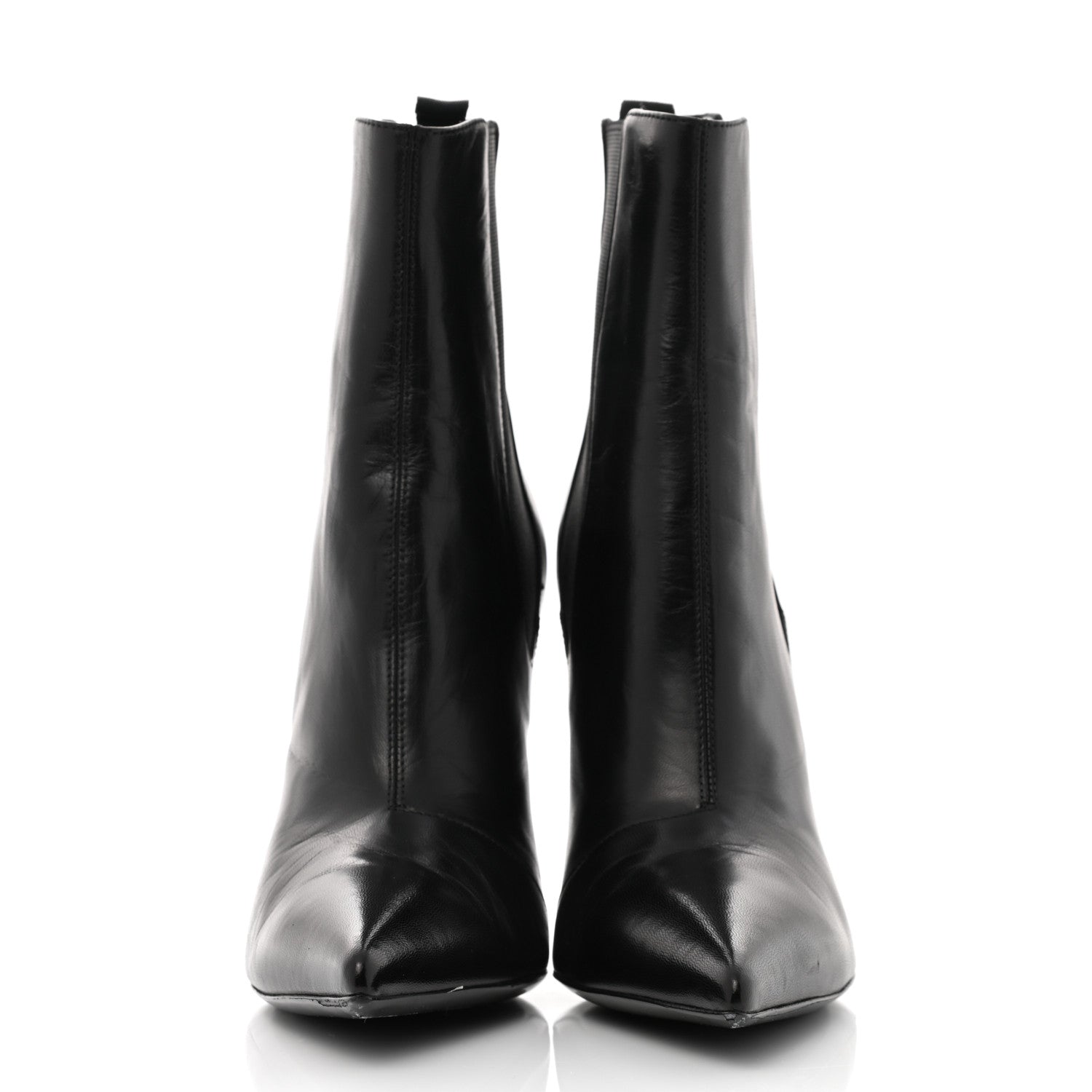 Balenciaga Shiny Sheepskin Pointed Toe Booties 40 Black 2 of 10