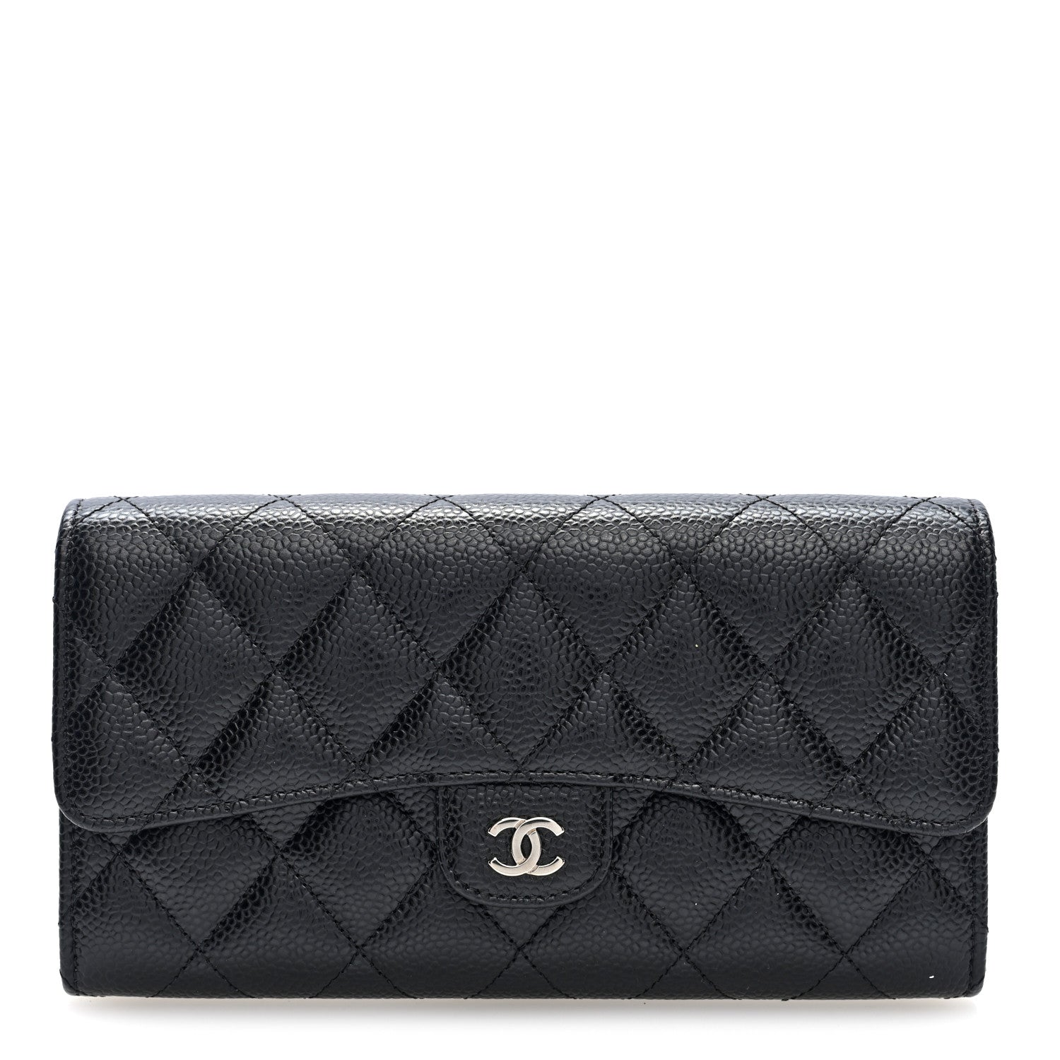 Chanel Caviar Quilted Large Gusset Flap Wallet Black 1 of 8