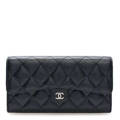 Chanel Caviar Quilted Large Gusset Flap Wallet Black 1 of 8