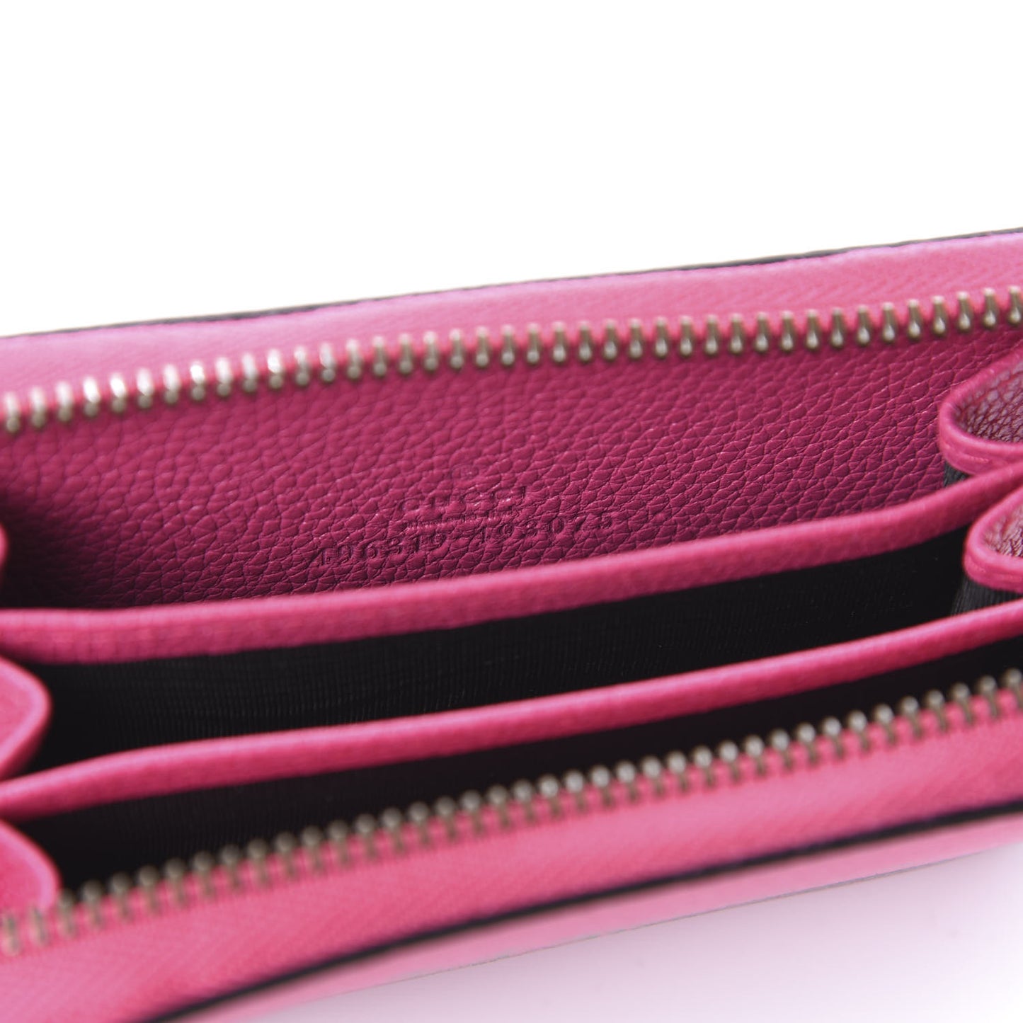 Grained Calfskin Logo Zip Around Card Case Box Pink Green