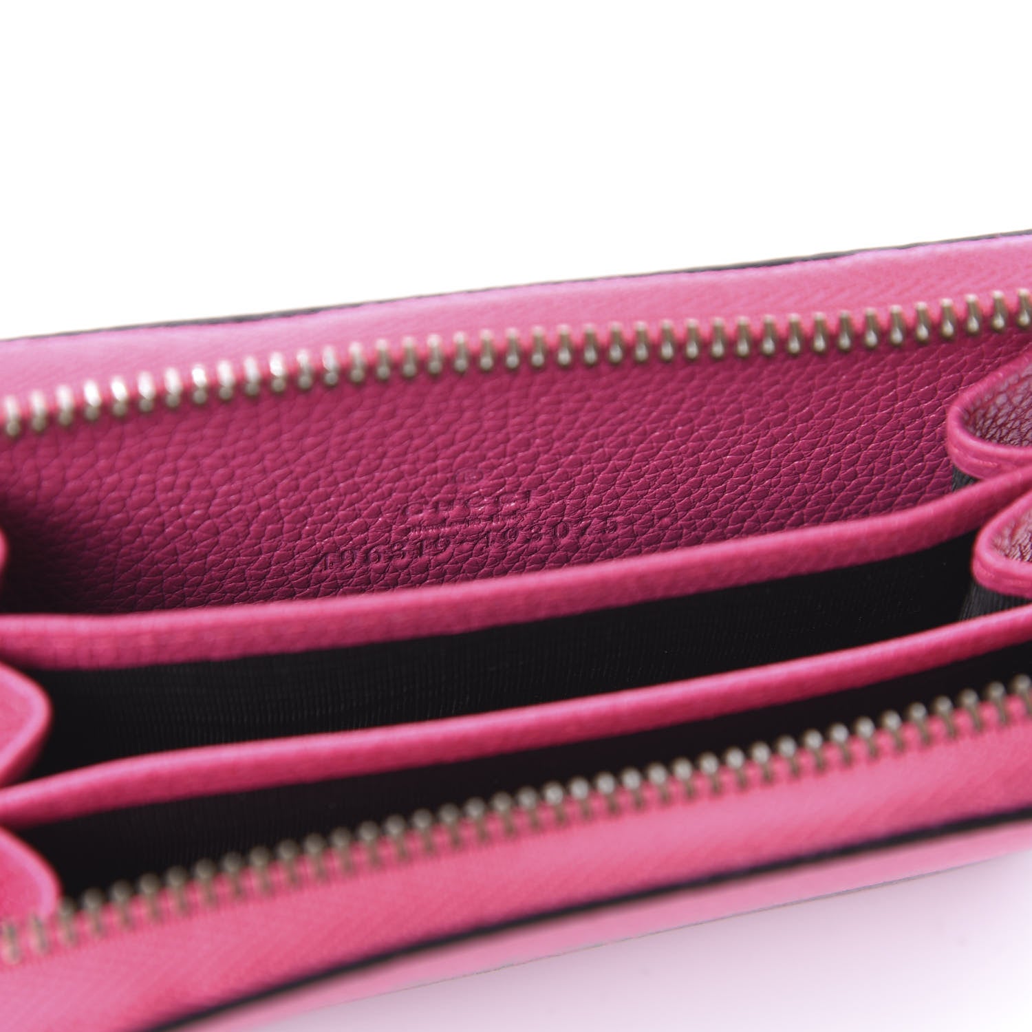 Gucci Grained Calfskin Logo Zip Around Card Case Box Pink Green 8 of 10