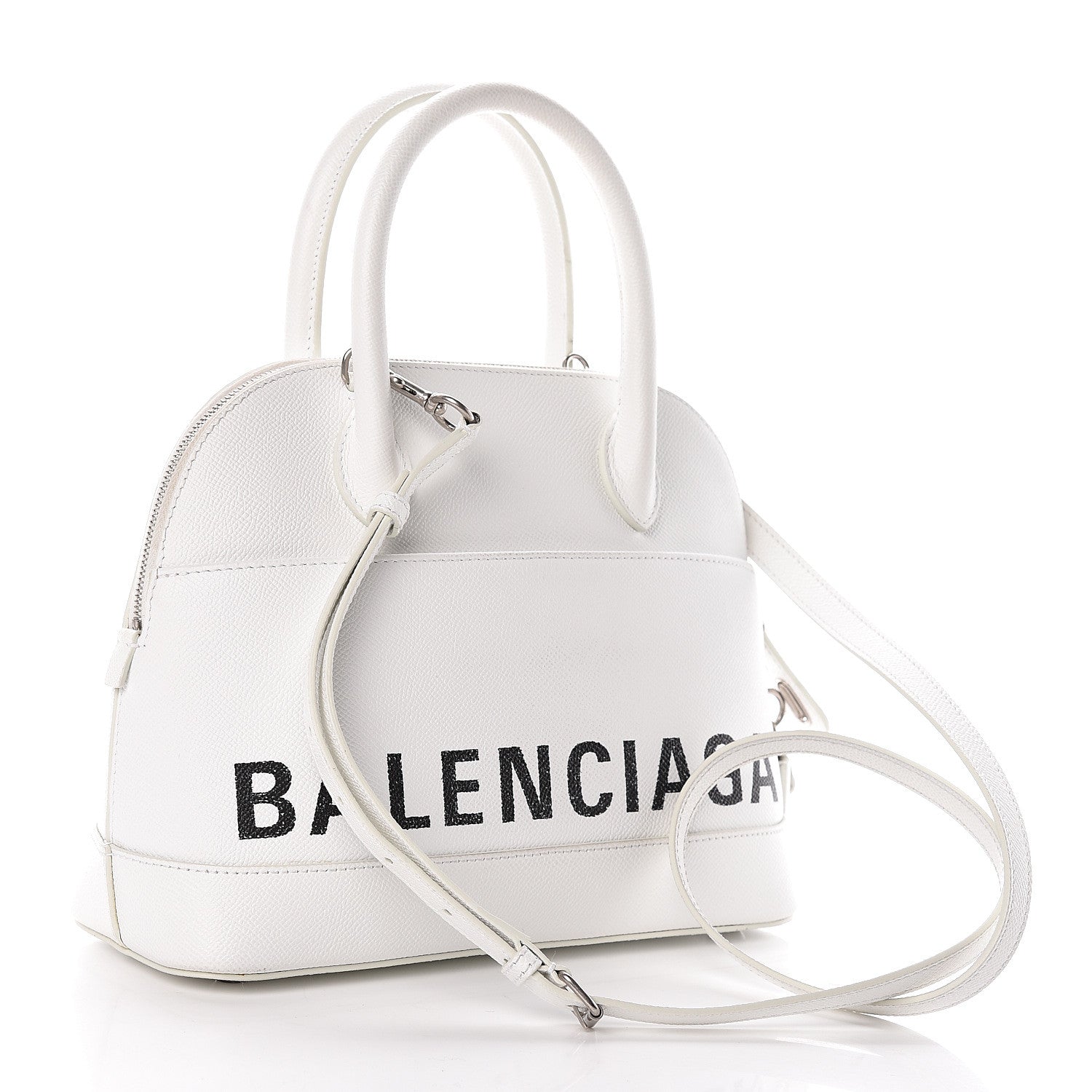 Balenciaga Signature Grained Calfskin Logo S Ville Top Handle Bag White 3 of 9