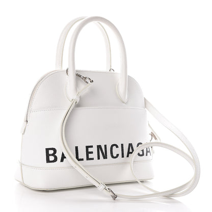 Balenciaga Signature Grained Calfskin Logo S Ville Top Handle Bag White 3 of 9