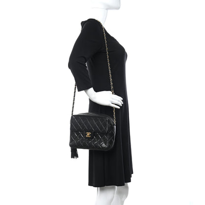 Chanel Lambskin Quilted Tassel Flap Camera Case Black 2 of 12