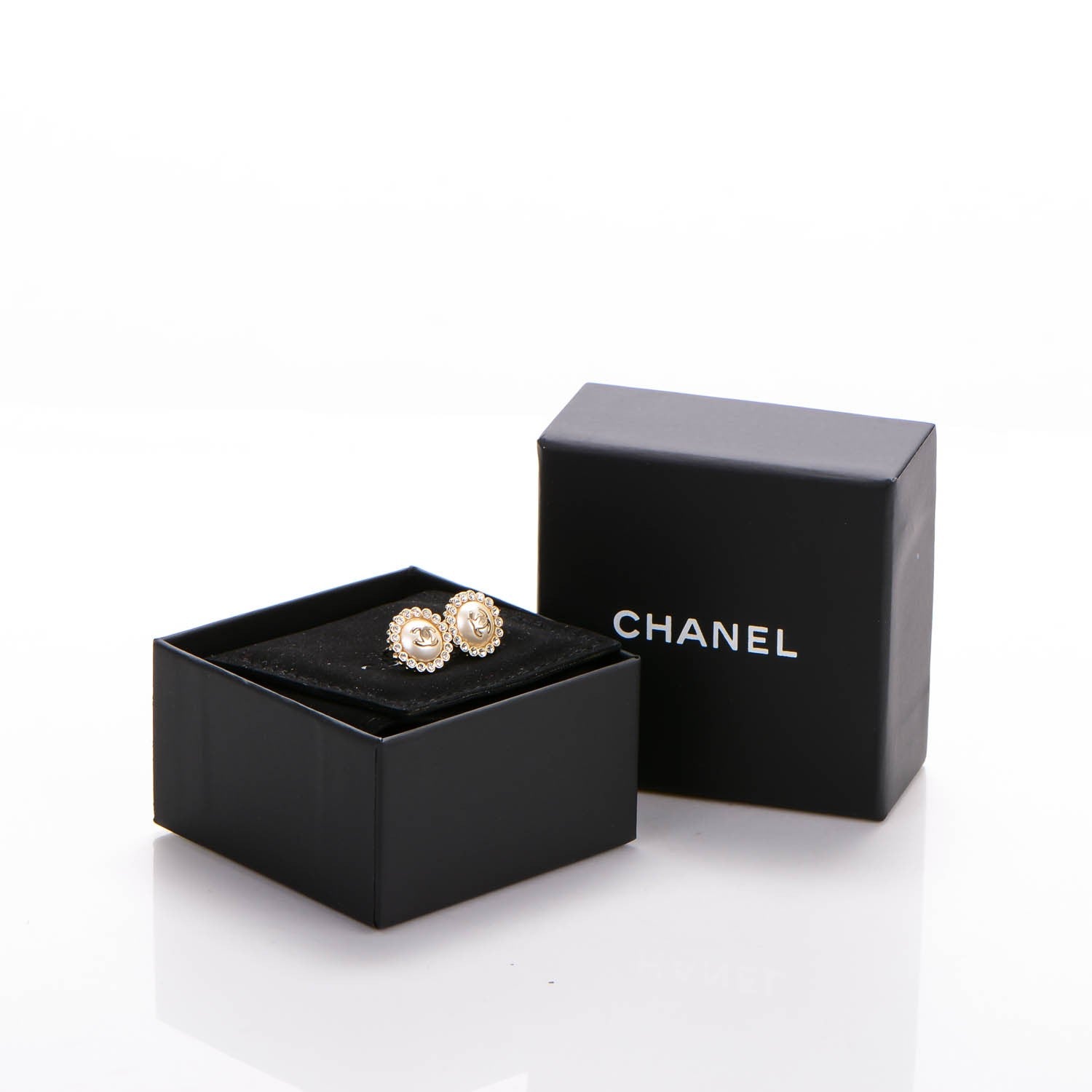 Chanel Pearl Crystal CC Earrings Gold 5 of 5