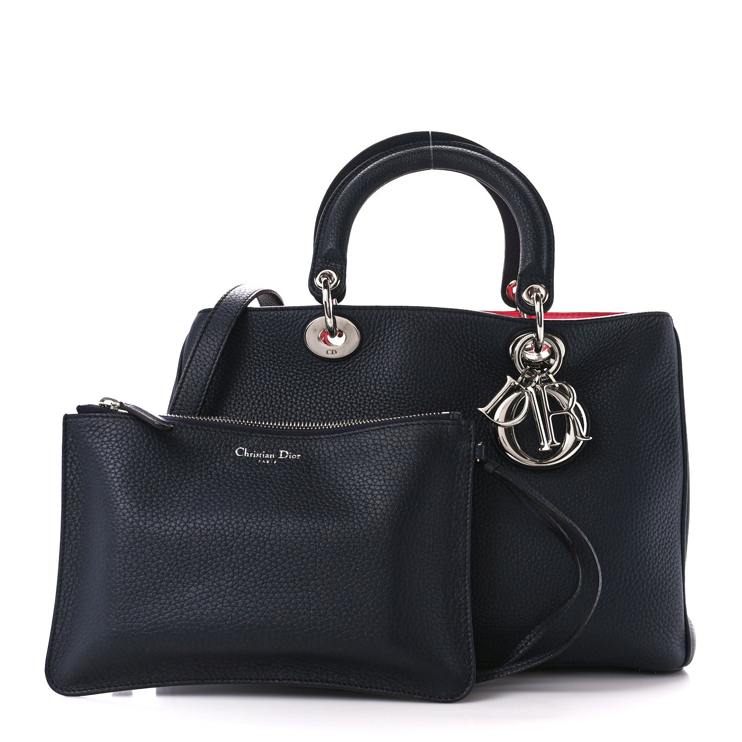 Christian Dior Bullcalf Medium Diorissimo Tote Navy Fuchsia 1 of 17