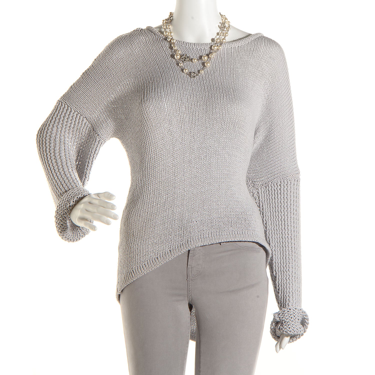 Chanel Crystal Pearl CC Long Necklace Silver 2 of 4