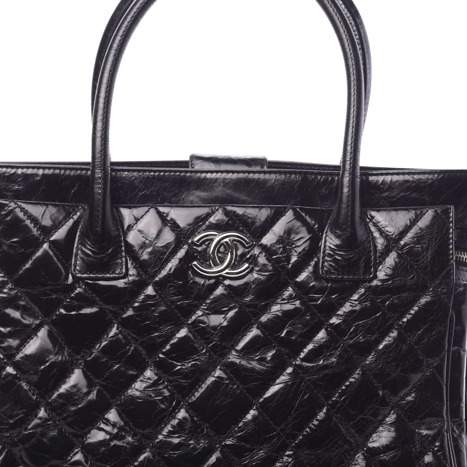 Chanel Glazed Calfskin Quilted Large New Portobello Tote Black 11 of 11