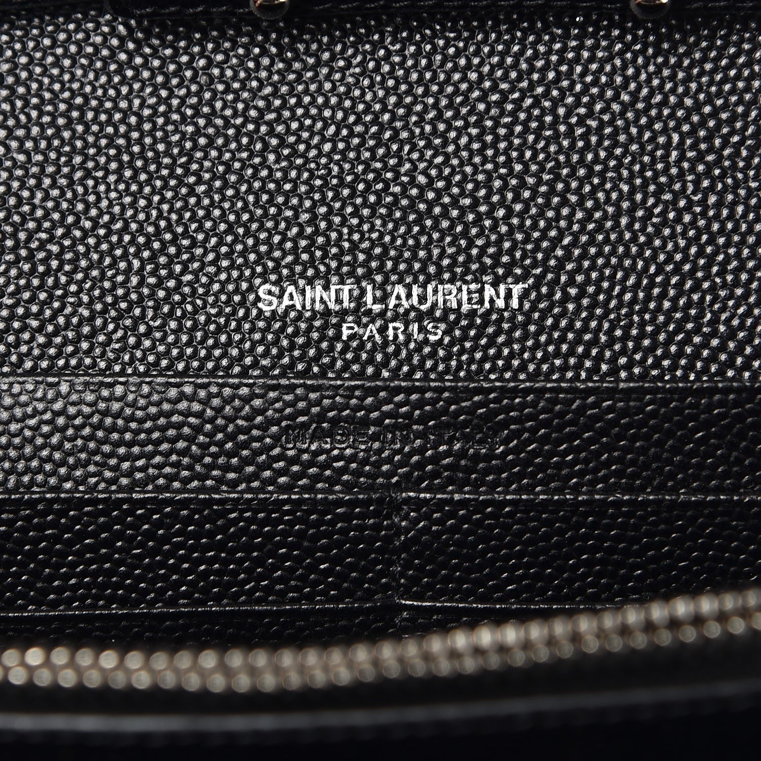 Saint Laurent Grain De Poudre Matelasse Chevron Monogram Chain Wallet Black 6 of 7