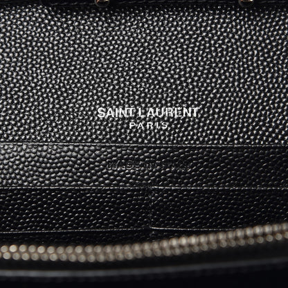 Saint Laurent Grain De Poudre Matelasse Chevron Monogram Chain Wallet Black 6 of 7