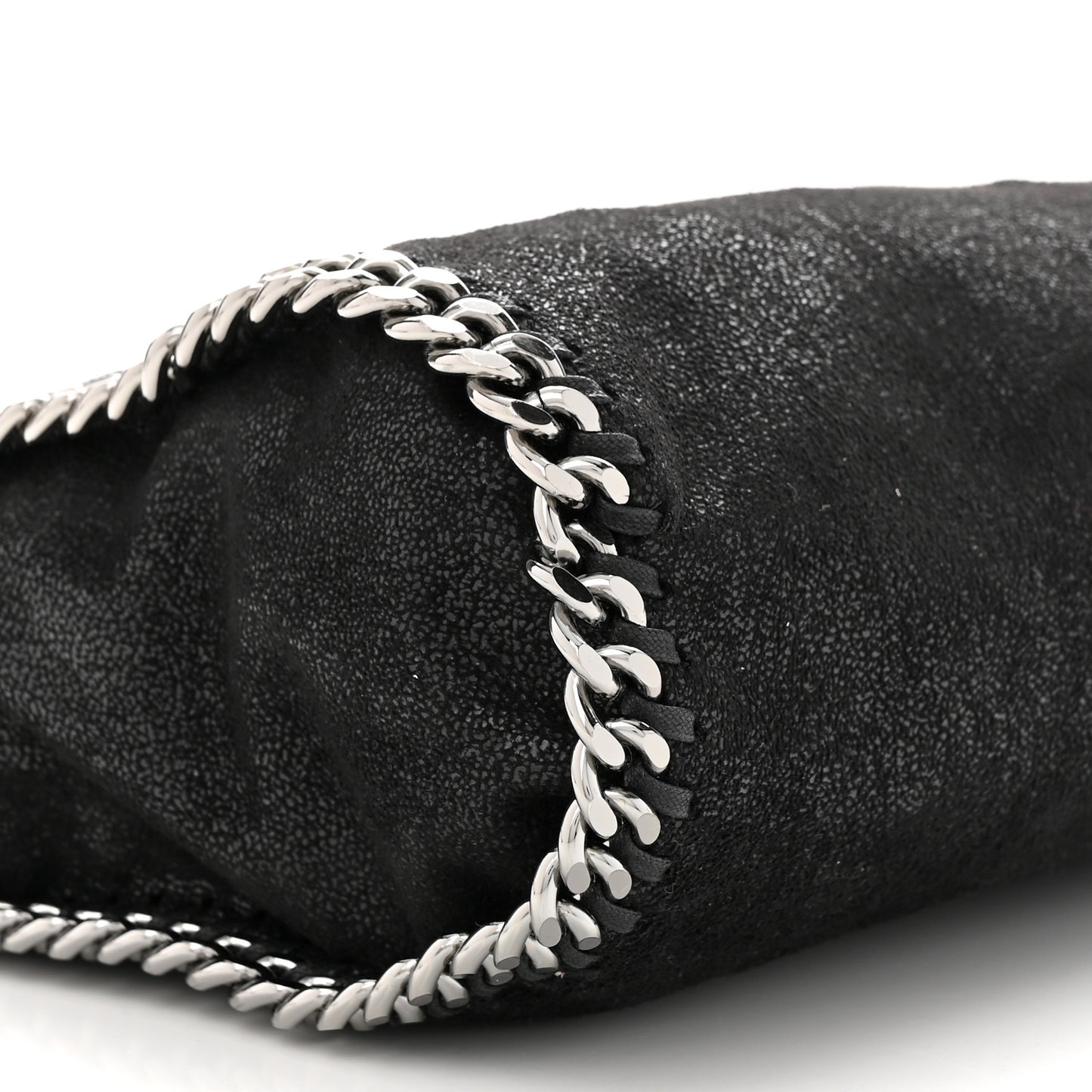 X ED CURTIS Shaggy Deer Logo Embroidered Mini Falabella Fold Over Tote Black