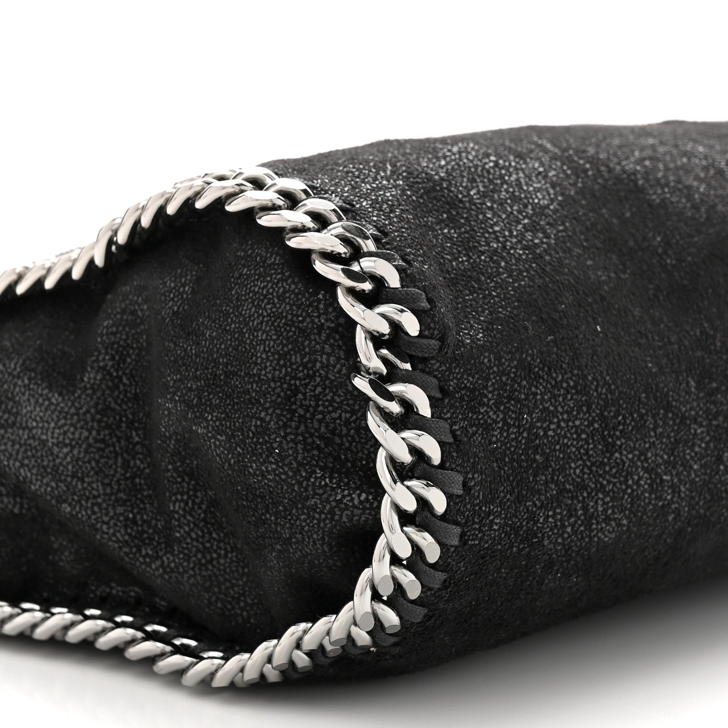 Stella McCartney X ED CURTIS Shaggy Deer Logo Embroidered Mini Falabella Fold Over Tote Black 9 of 10