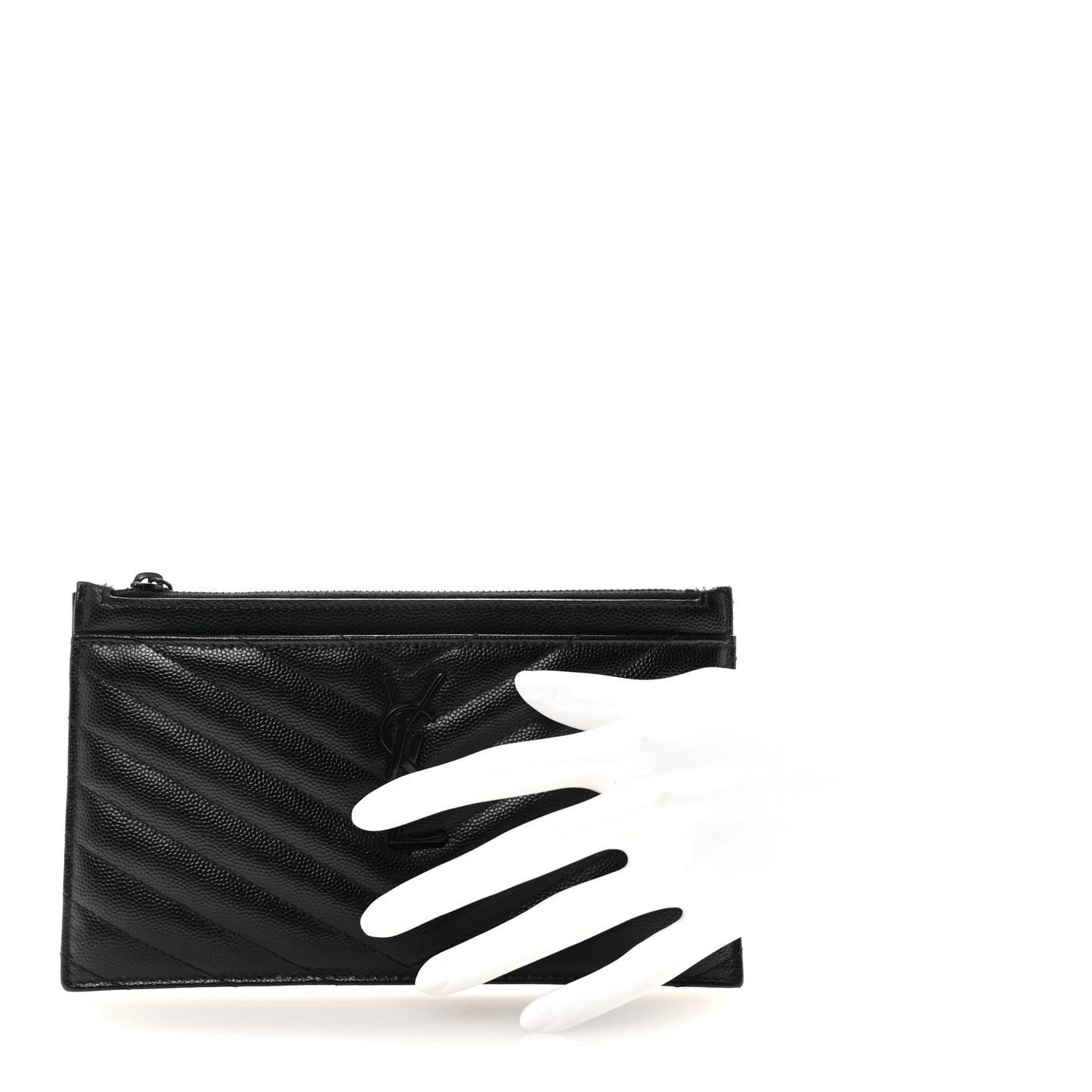 Grain De Poudre Chevron Monogram Monochrome Bill Pouch Black