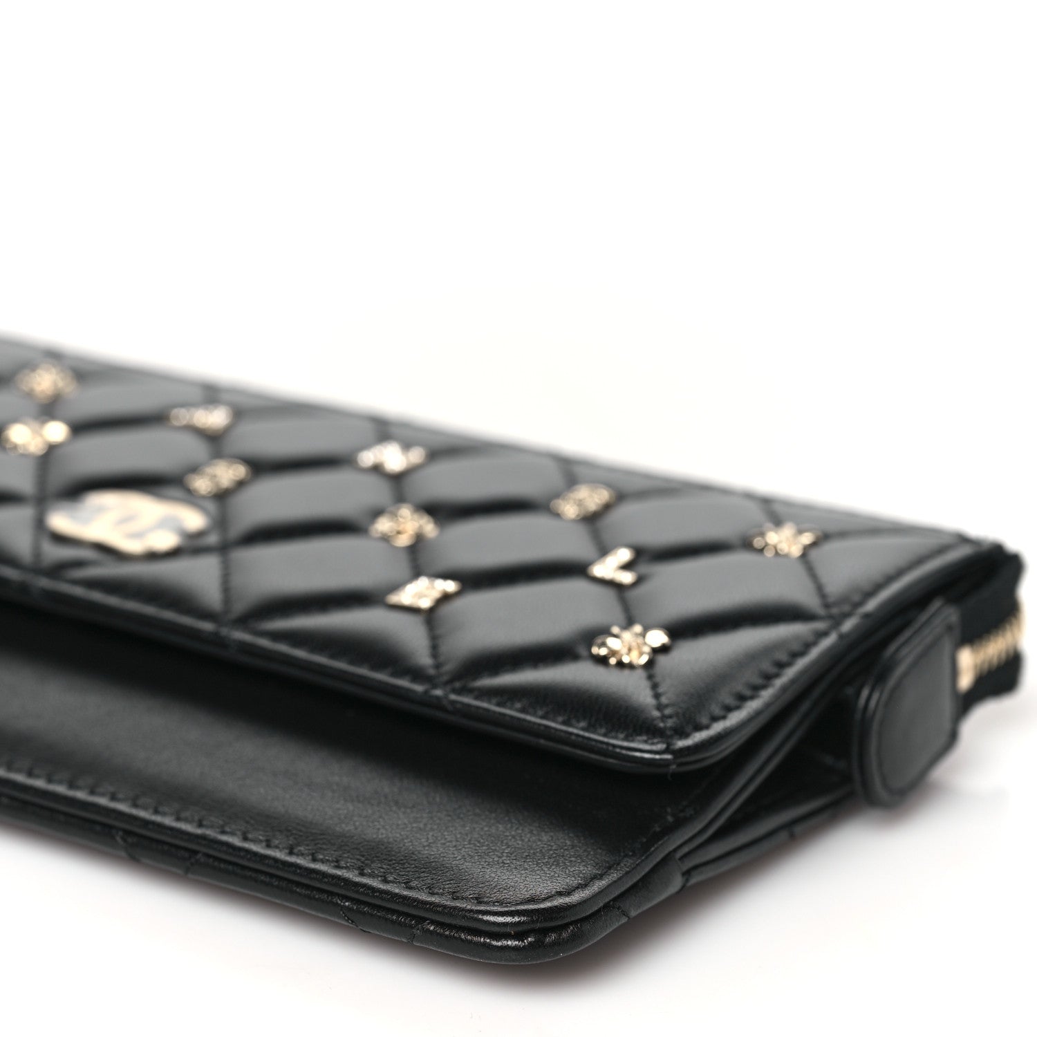 Chanel Lambskin Quilted All About Chanel Charm Wristlet Wallet Black 9 of 9