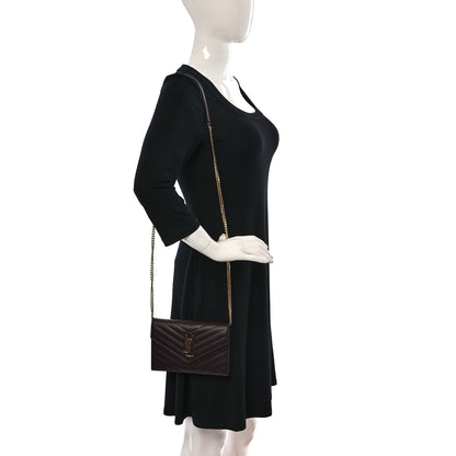 Saint Laurent Grain De Poudre Matelasse Chevron Monogram Envelope Chain Wallet Rogue Legion 2 of 12