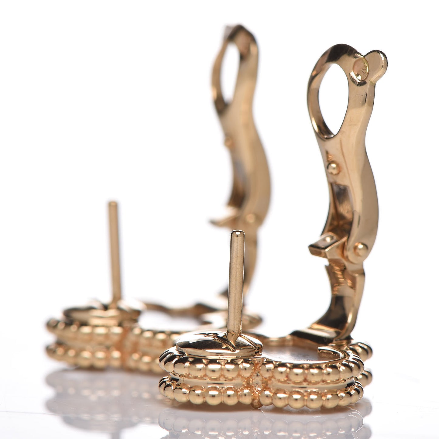 18K Yellow Gold Mother of Pearl Vintage Alhambra Earrings