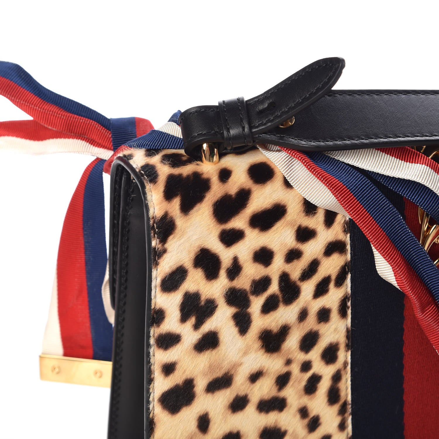 Gucci Calf Hair Leopard Print Small Sylvie Shoulder Bag Naturale Black 10 of 10