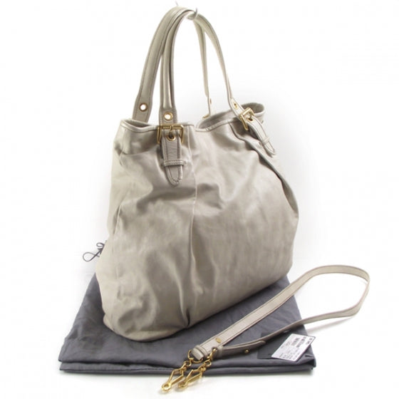 Vitello Lux Leather Large Bag Ivory