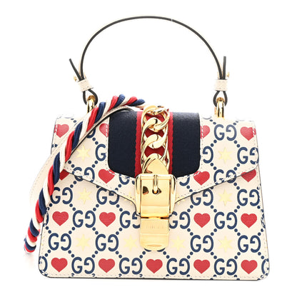 Gucci Calfskin Valentine's Day Exclusive Mini Sylvie Top Handle Bag Ivory 1 of 10