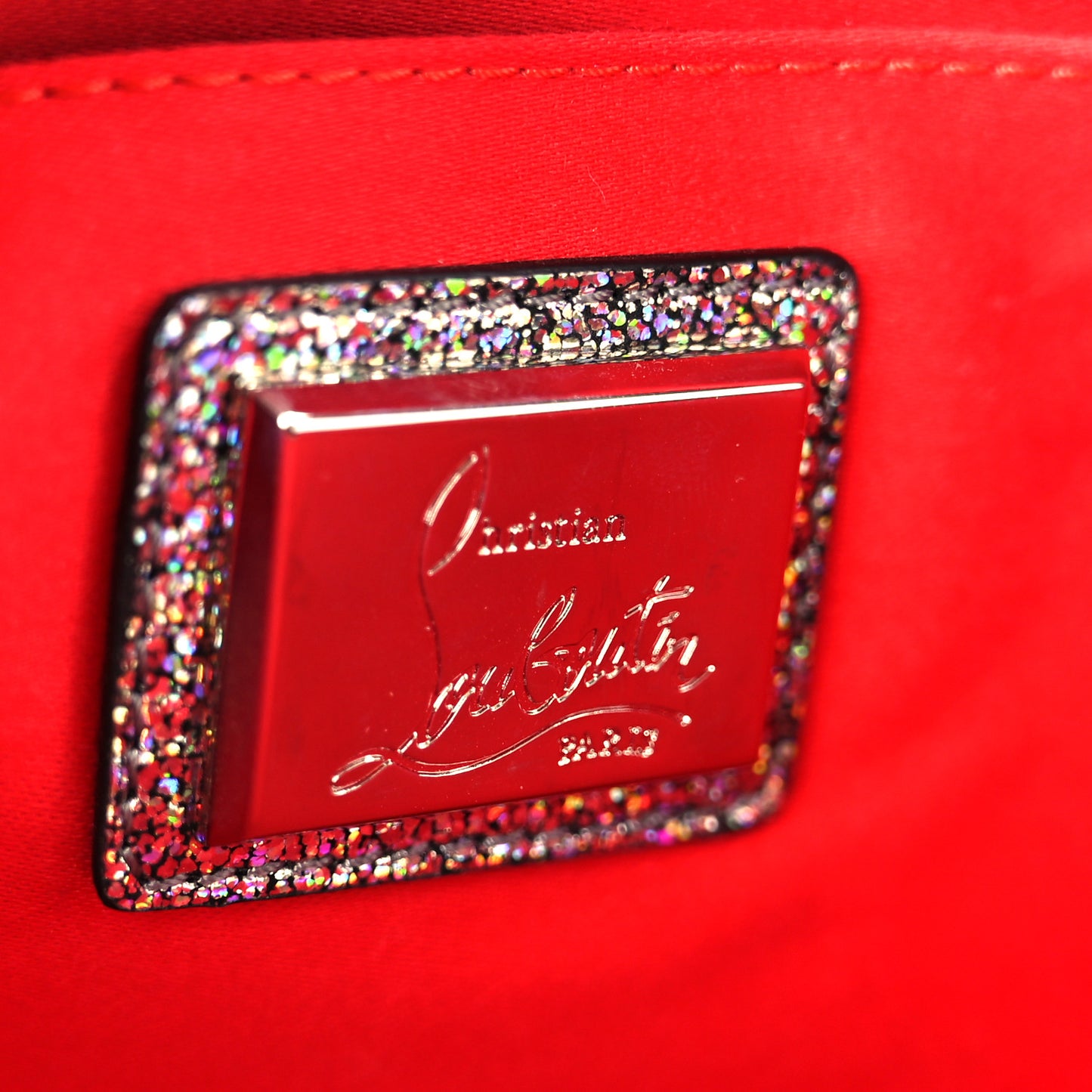 Nappa Mica Studded Loubiclutch Silver