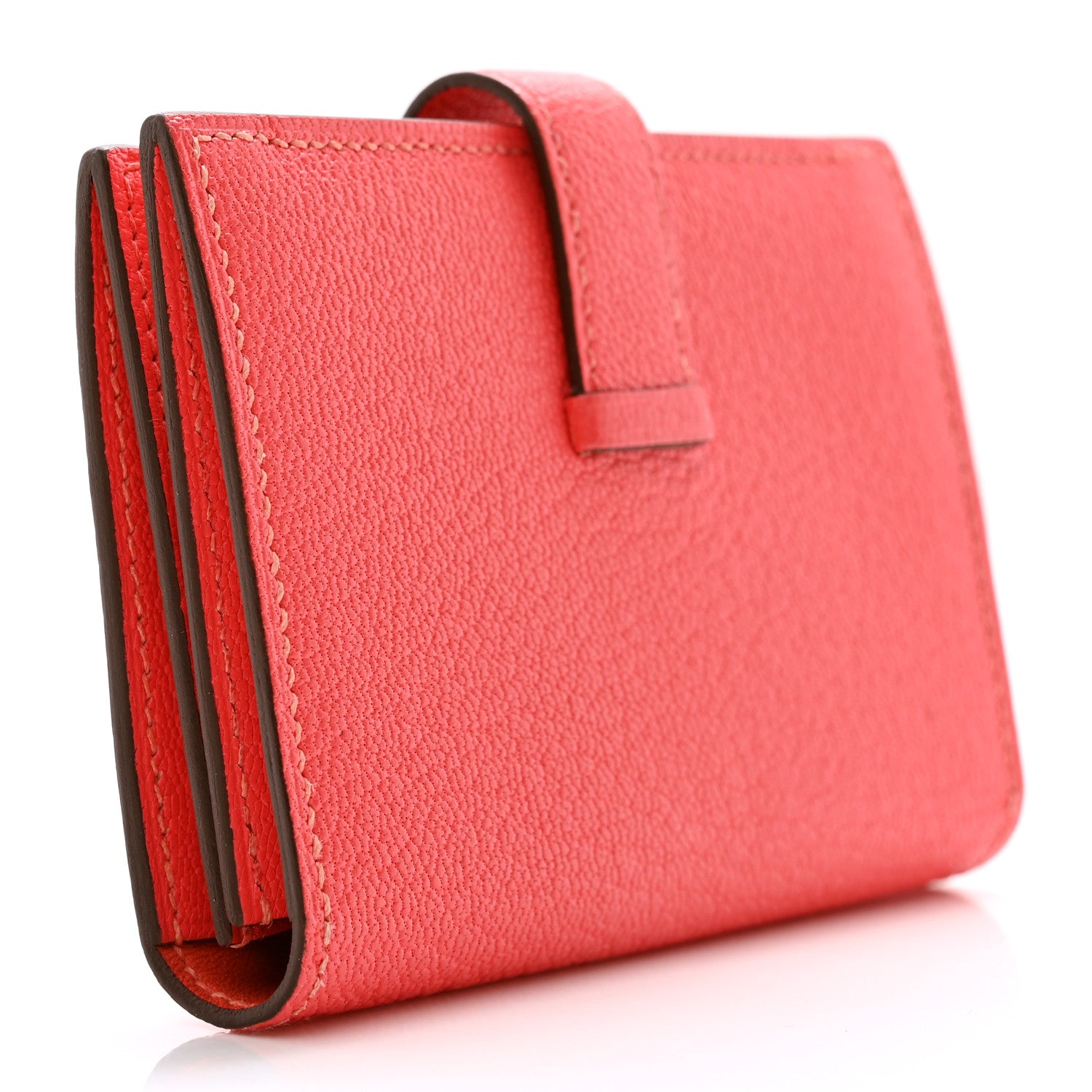 Hermes Chevre Mysore Bearn Card Holder Wallet Rose Texas 3 of 8