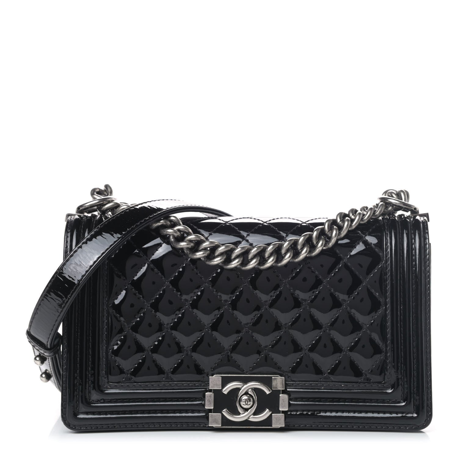 Chanel Patent Calfskin Quilted Medium Boy Flap Black 1 of 5