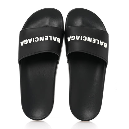 Balenciaga Rubber Womens Logo Pool Slide Sandals 40 Black 2 of 10