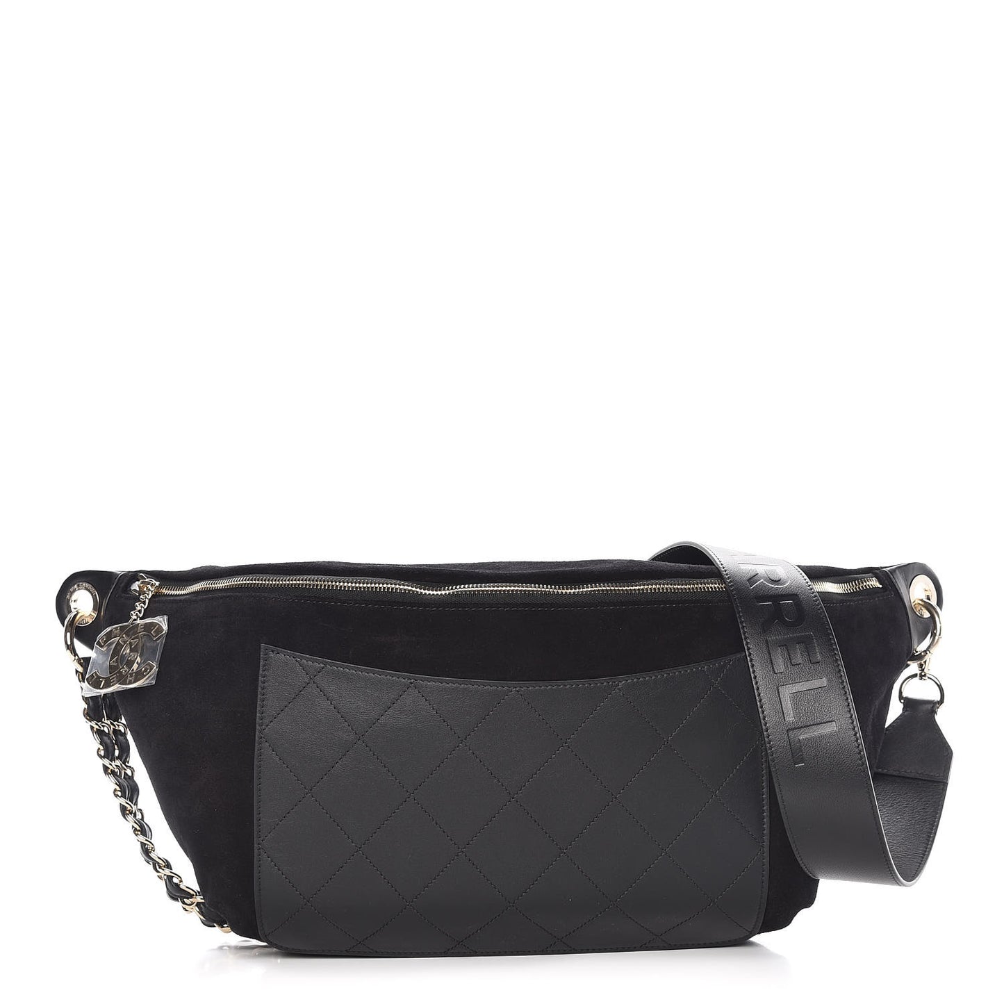 x Pharrell Williams Suede Calfskin Oversized Waist Belt Bag Black
