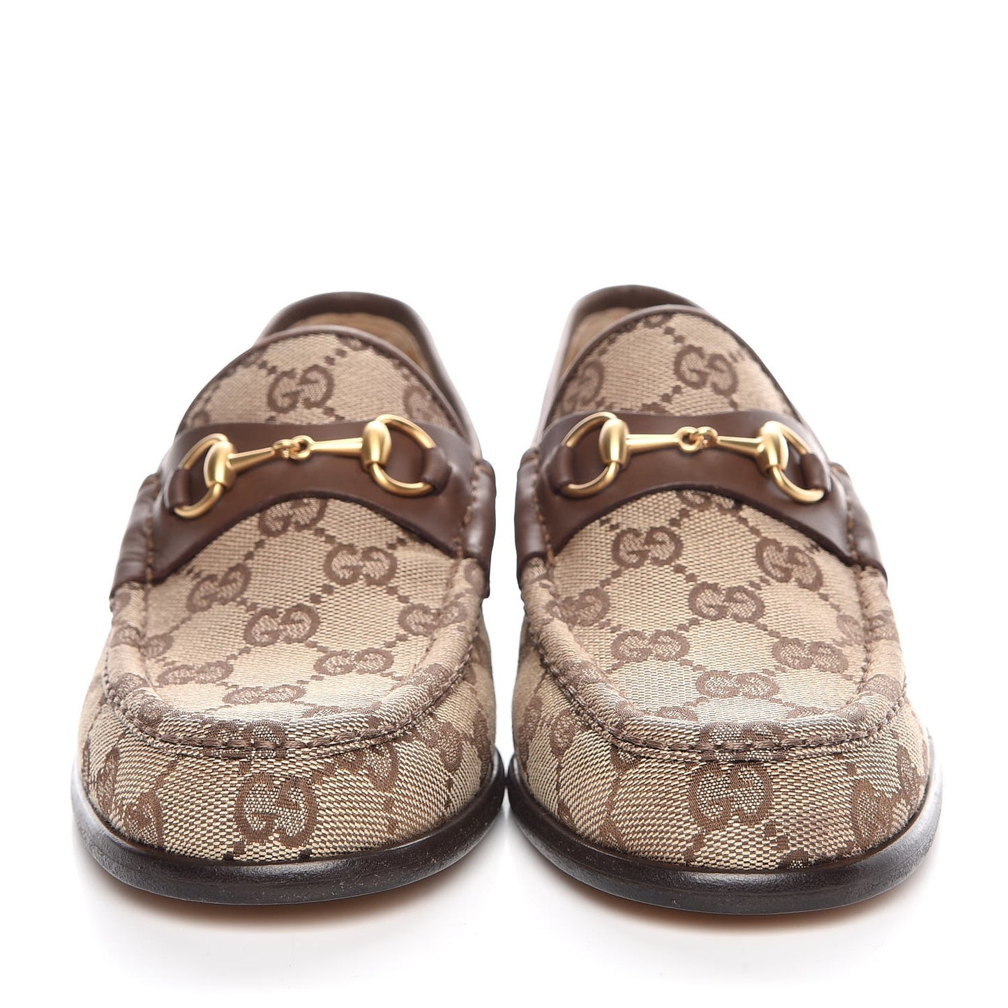 Monogram Calfskin Womens Horsebit Loafers 7 Brown
