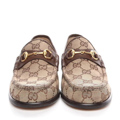 Gucci Monogram Calfskin Womens Horsebit Loafers 7 Brown 2 of 8