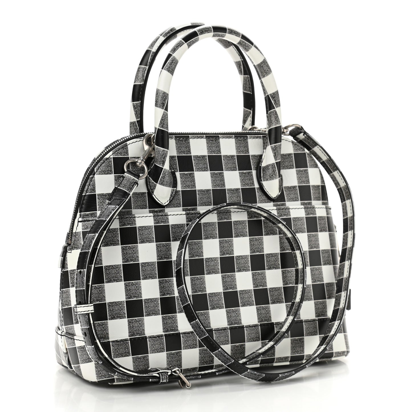 Calfskin Checked S Ville Top Handle Bag Black