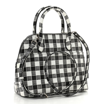 Balenciaga Calfskin Checked S Ville Top Handle Bag Black 3 of 8