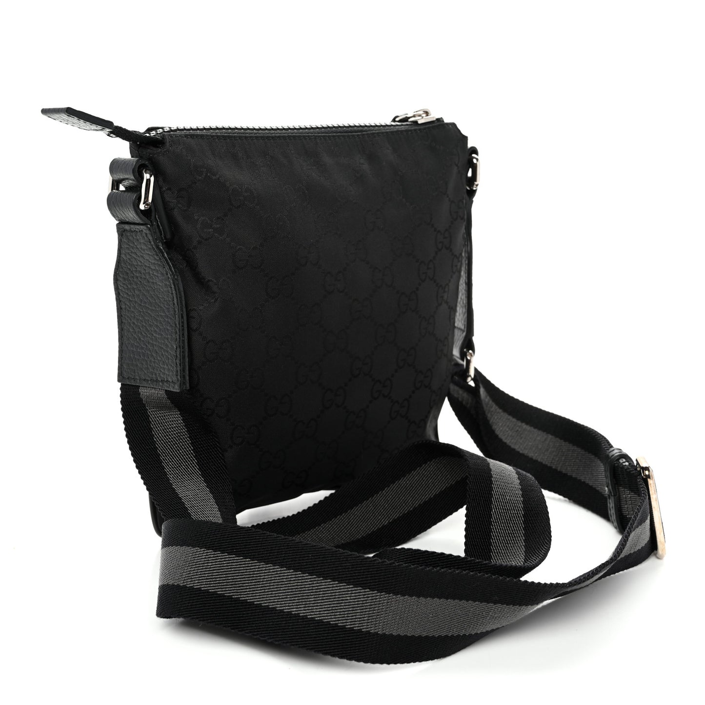 Nylon Monogram Mini Flat Messenger Bag Black