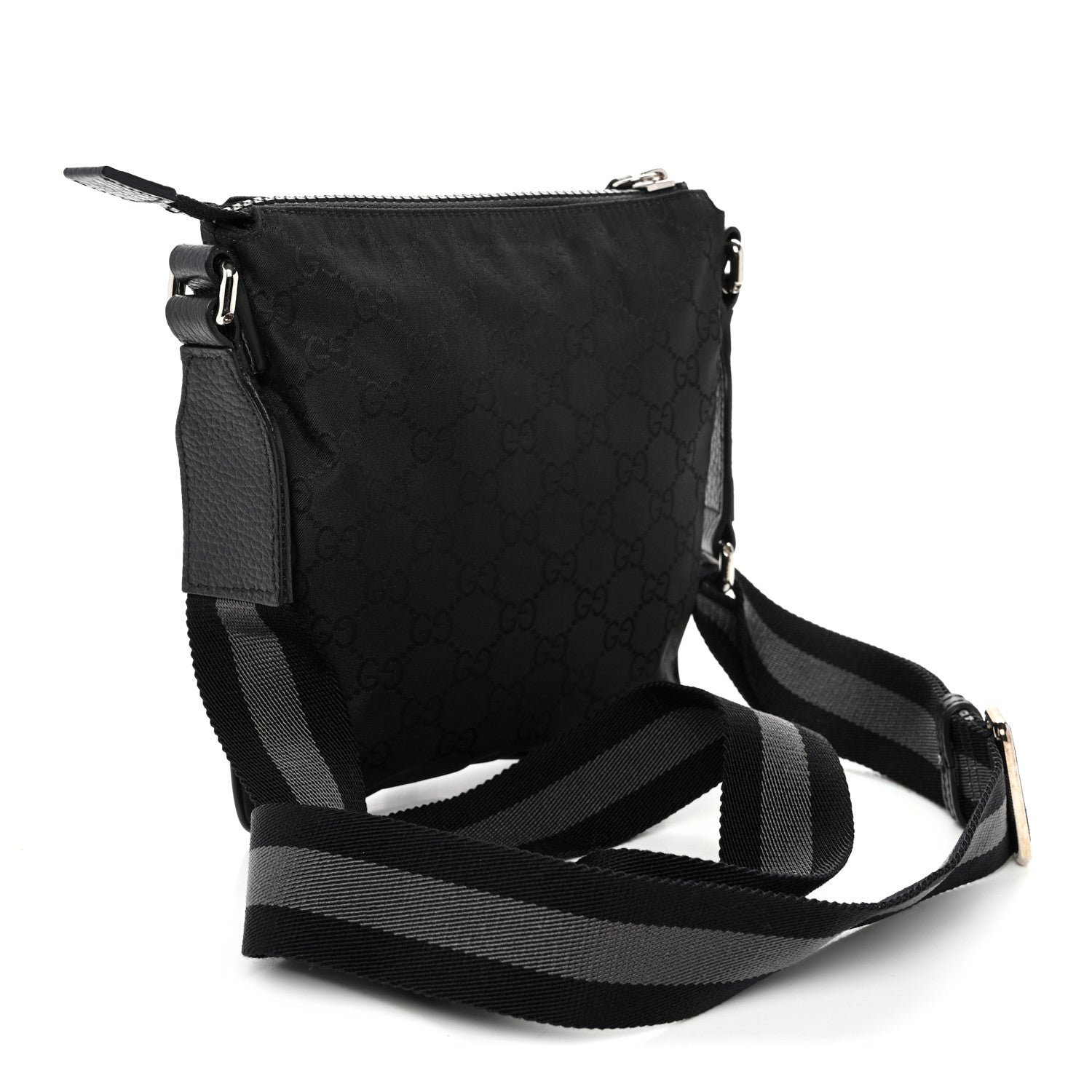 Gucci Nylon Monogram Mini Flat Messenger Bag Black 3 of 10