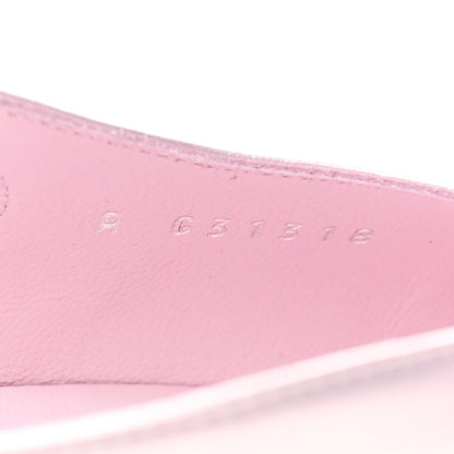 Chanel Laminated Lambskin Patent Cap Toe CC Slingback Pumps 37 Light Pink Black 9 of 10