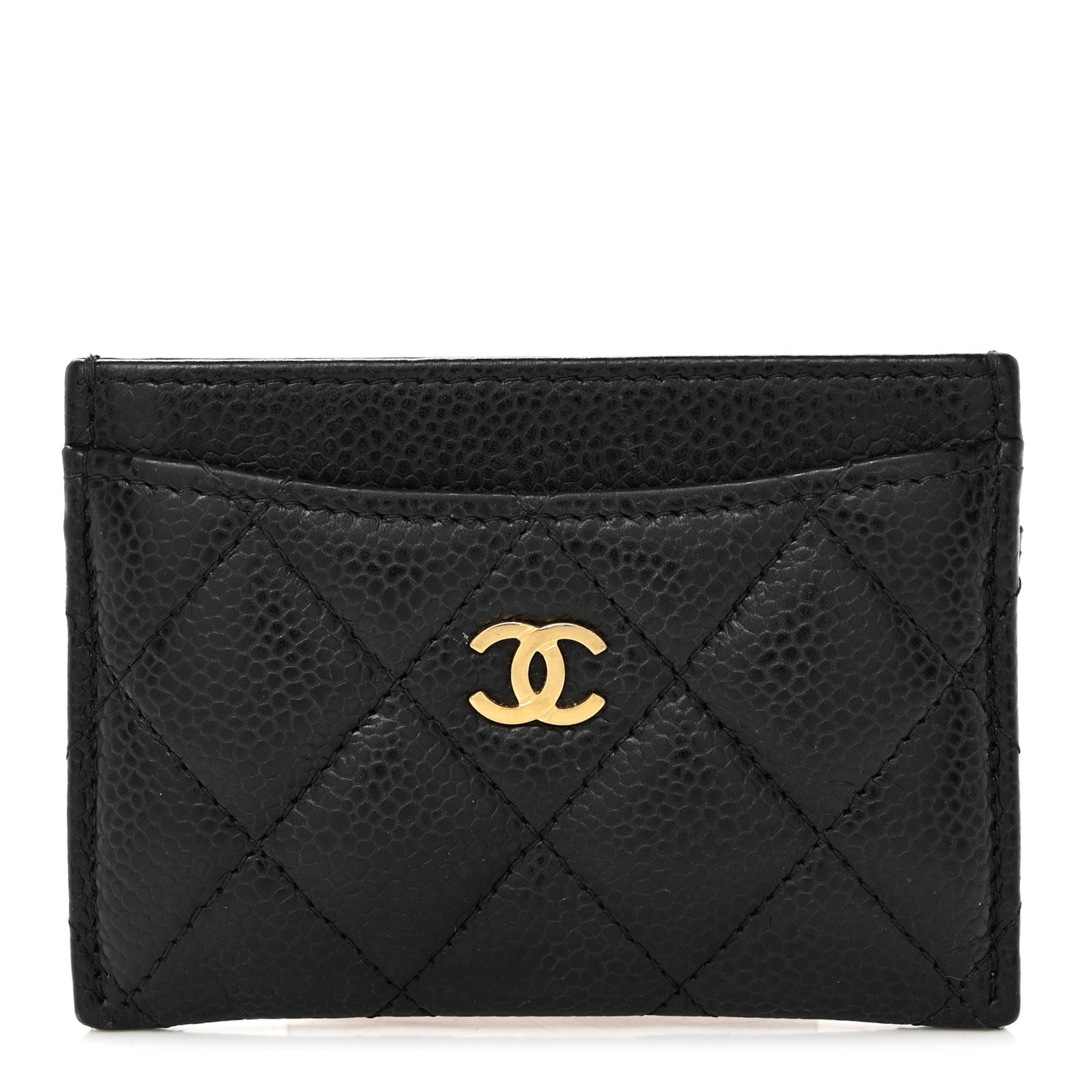 Caviar Quilted Card Holder Black