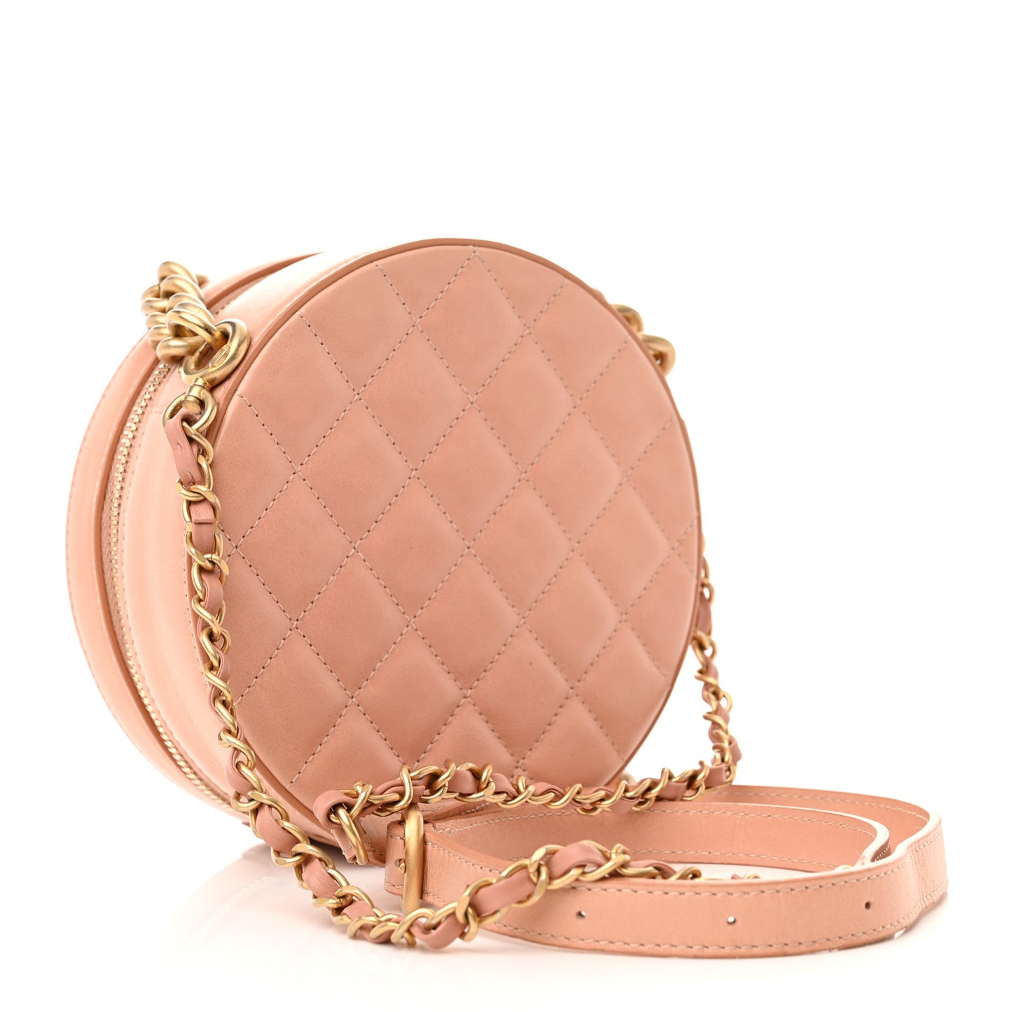 Calfskin Round As Earth Evening Bag Beige