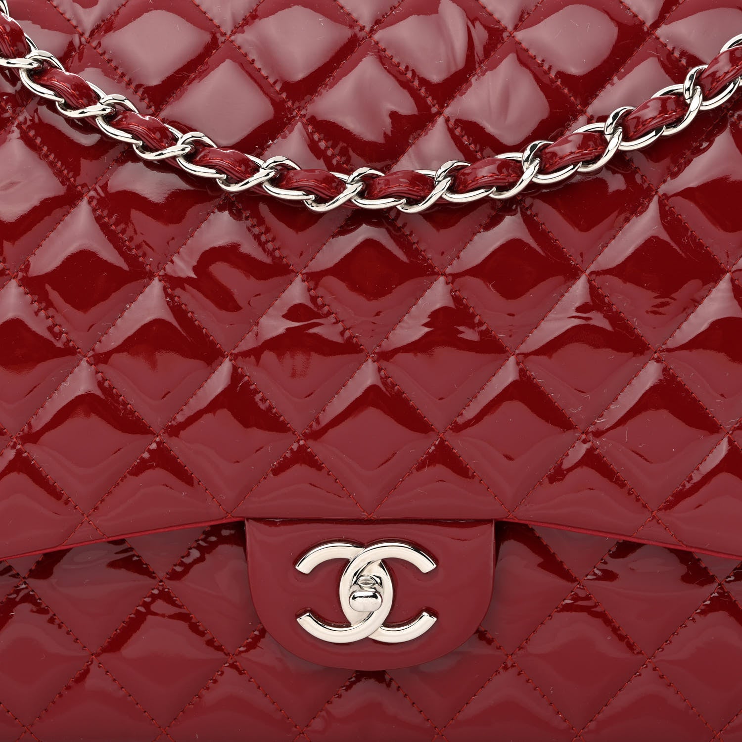 Chanel Patent Quilted Maxi Double Flap Red 8 of 13