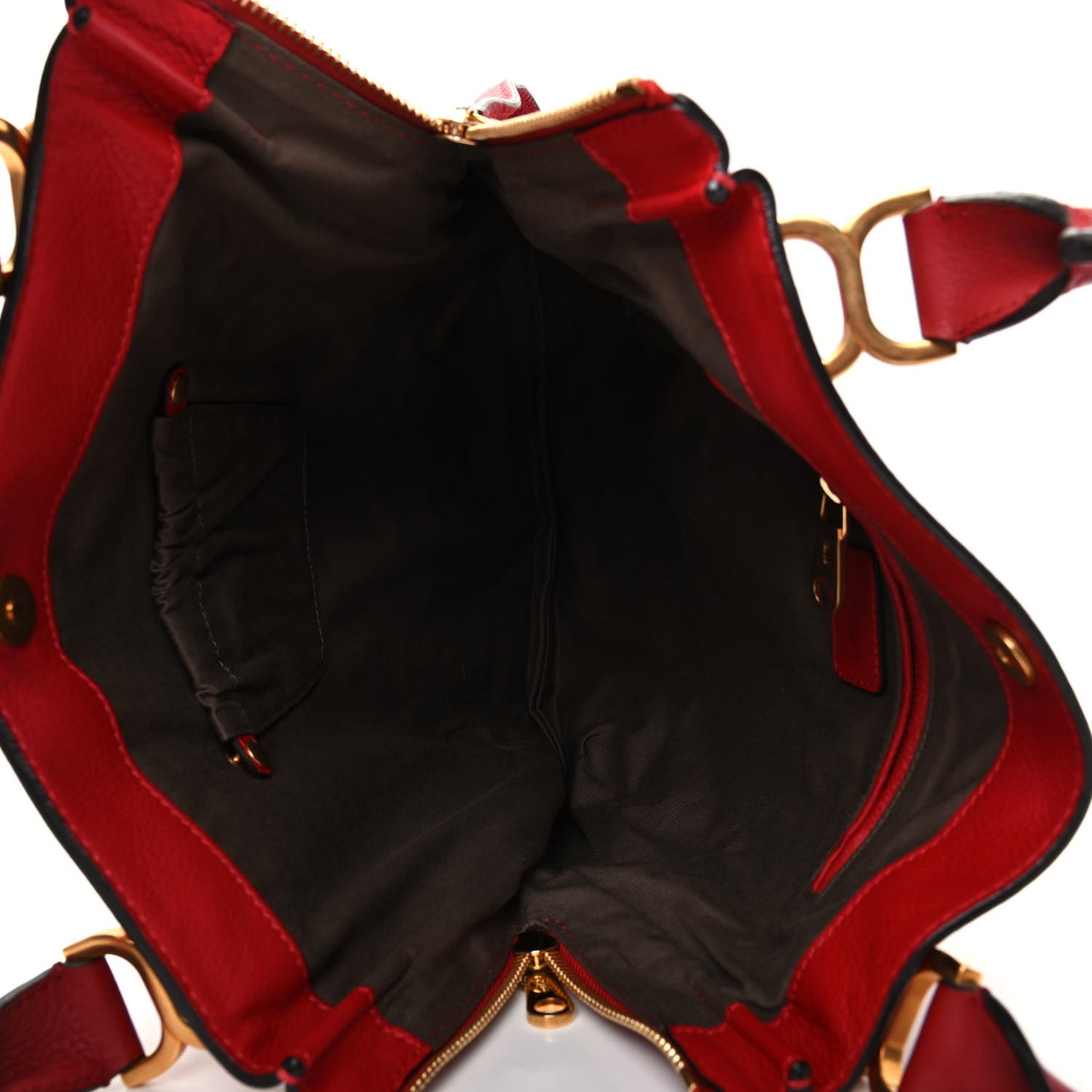 Calfskin Marcie Size Zip Satchel Plaid Red