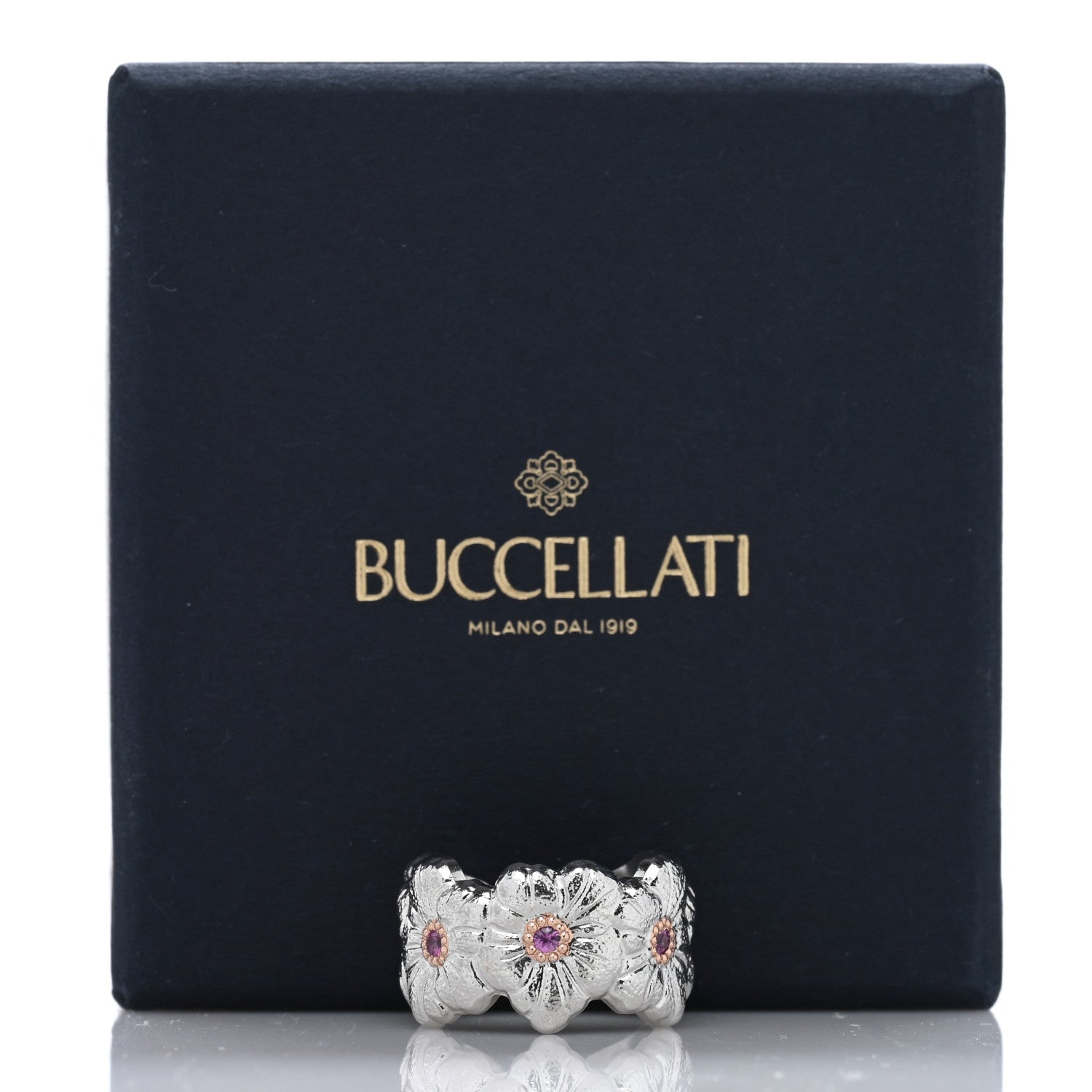 Buccellati Sterling Silver Gold Vermeil Pink Sapphire Blossoms Daisy Ring 54 6.75 5 of 5