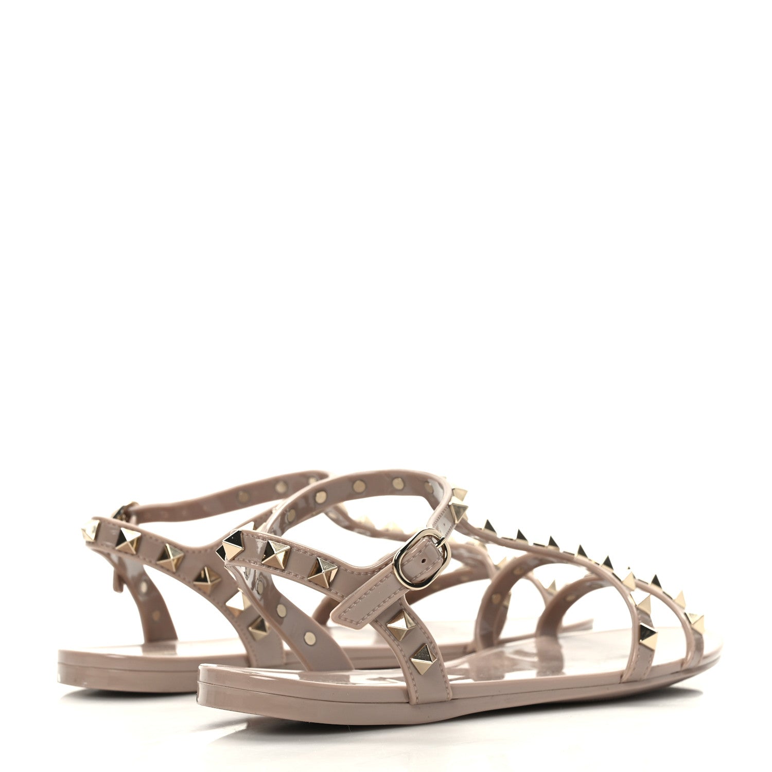 Valentino Garavani PVC Jelly Rockstud Caged Sandals 37 Poudre 4 of 7