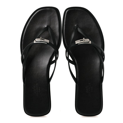 Hermes Calfskin Miss Sandals 39 Black 2 of 11