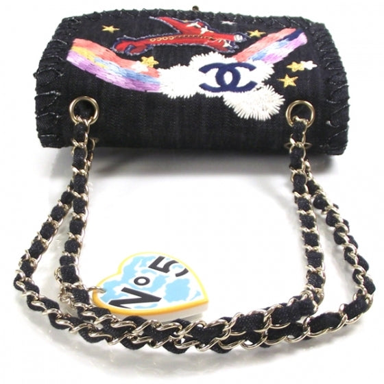 Denim Embroidered Night Flight Reissue Flap Blue