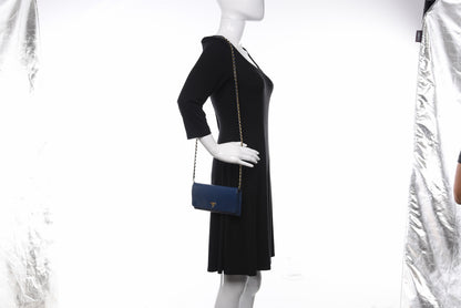Prada Saffiano Metal Oro Chain Wallet Bleuette 2 of 10