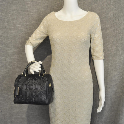 Louis Vuitton Calfskin Embossed Mini Cube Speedy Black 2 of 11