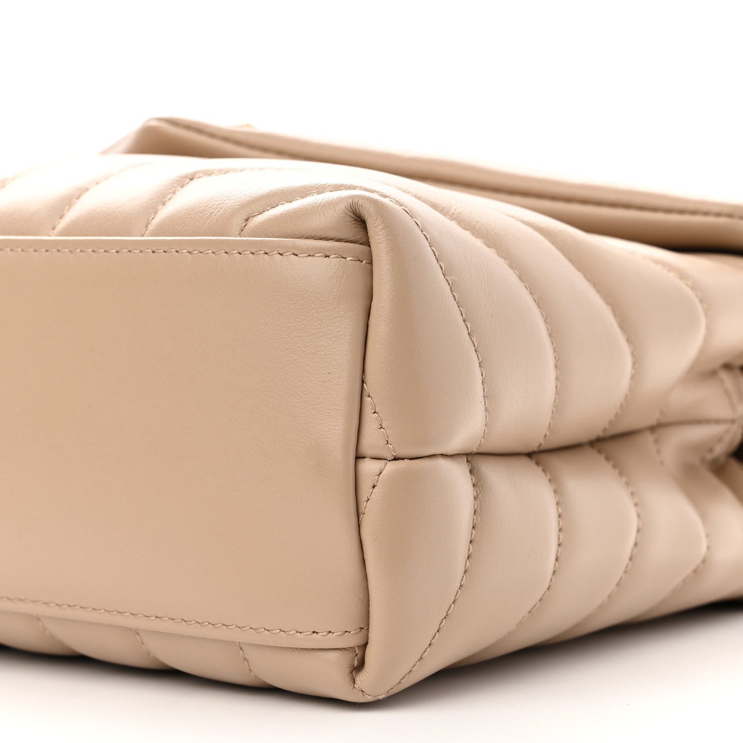 Calfskin Y Quilted Monogram Small Loulou Chain Satchel Dark Beige